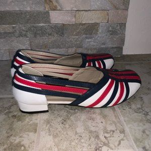 Sofwear Vintage White, Red and Blue Heeled Flats 10WW